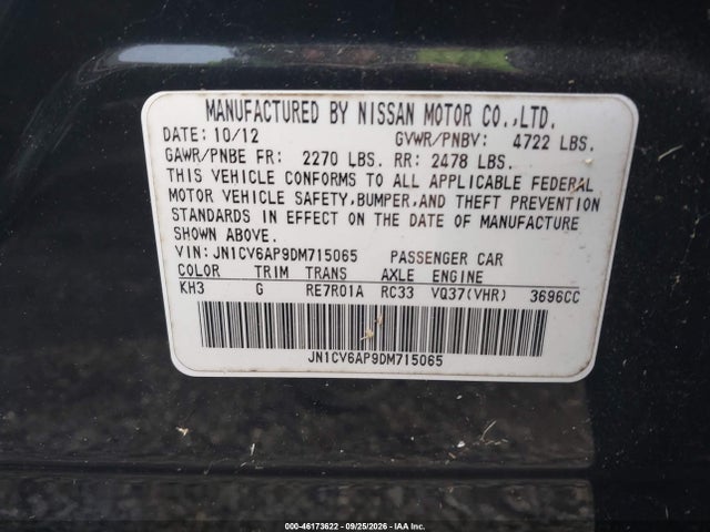 Продажа на аукционе авто 2013 Infiniti G37 Journey, vin: JN1CV6AP9DM715065, номер лота: 46173622