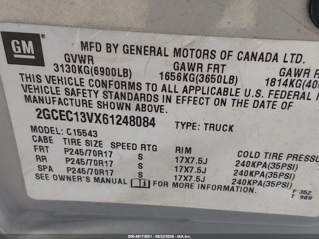 Продажа на аукционе авто 2006 Chevrolet Silverado 1500 Ls, vin: 2GCEC13VX61248084, номер лота: 46173651