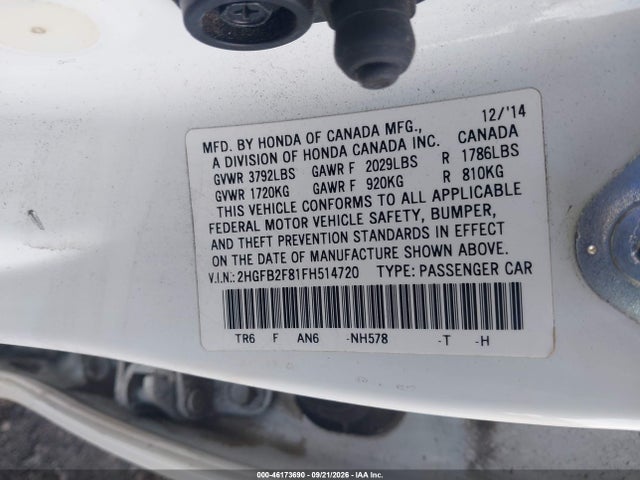 Honda CIVIC EX 2015 2HGFB2F81FH514720 Image 9