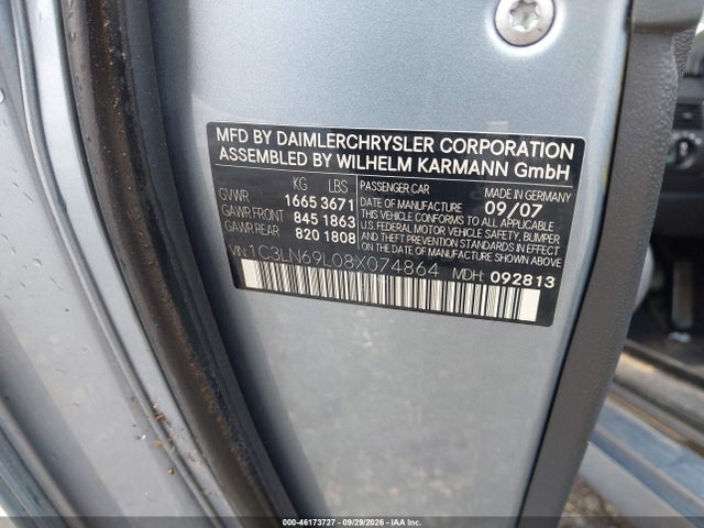 Aukcja sprzedaży 2008 Chrysler Crossfire Limited, vin: 1C3LN69L08X074864, numer aukcji: 46173727