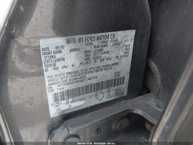 Продажа на аукционе авто 2008 Ford F-350 Fx4/harley-davidson/king Ranch/lariat/xl/xlt, vin: 1FTWW31R38EC46112, номер лота: 46173738