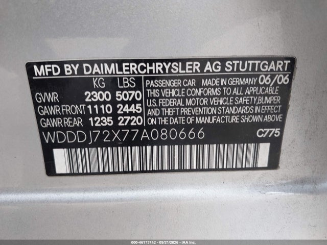 Продажа на аукционе авто 2007 Mercedes-benz Cls 550, vin: WDDDJ72X77A080666, номер лота: 46173742