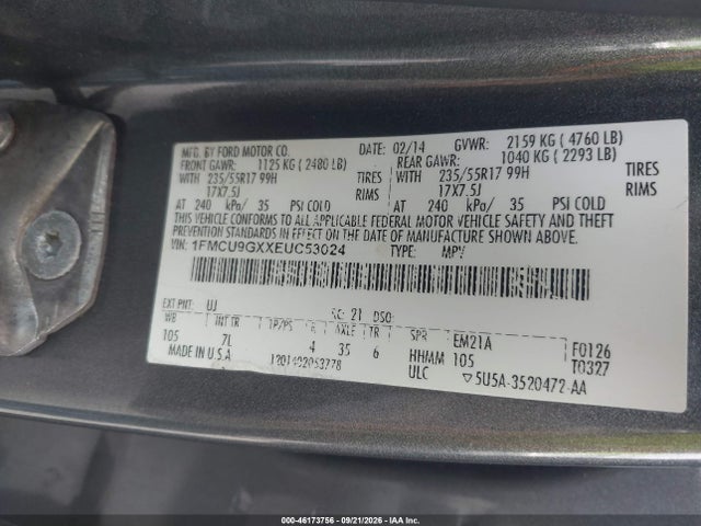 Ford ESCAPE SE 2014 1FMCU9GXXEUC53024 Image 9