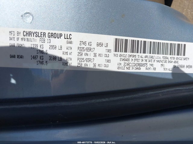 Aukcja sprzedaży 2013 Chrysler Town & Country Touring-l, vin: 2C4RC1CGXDR660975, numer aukcji: 46173778