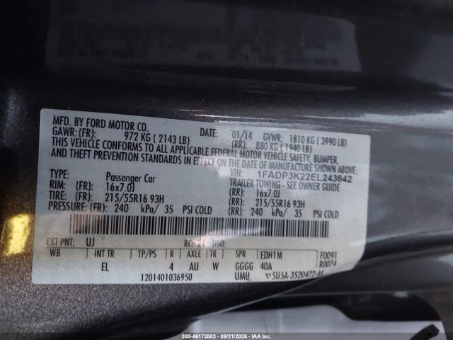Aukcja sprzedaży 2014 Ford Focus Se, vin: 1FADP3K22EL243642, numer aukcji: 46173803