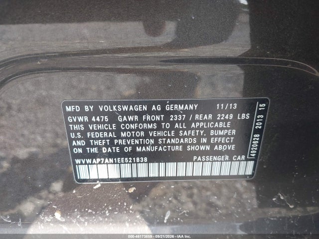 Продаж на аукціоні авто 2014 Volkswagen Cc 2.0t R-line, vin: WVWAP7AN1EE521838, номер лоту: 46173859
