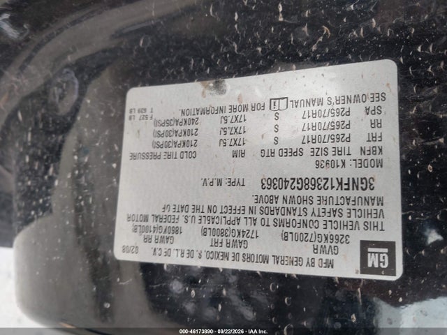 Продаж на аукціоні авто 2008 Chevrolet Avalanche 1500 Lt, vin: 3GNFK12368G240363, номер лоту: 46173890