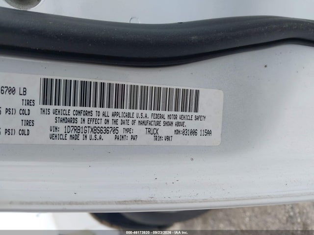 Продаж на аукціоні авто 2011 Ram Ram 1500 Slt, vin: 1D7RB1GTXBS636705, номер лоту: 46173920