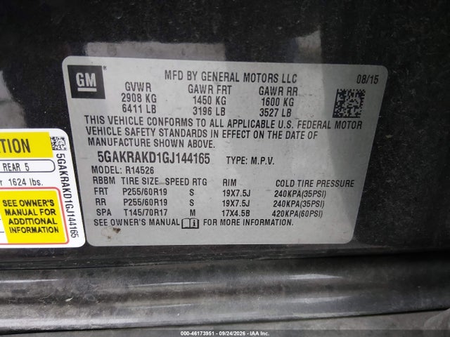Продажа на аукционе авто 2016 Buick Enclave Convenience, vin: 5GAKRAKD1GJ144165, номер лота: 46173951