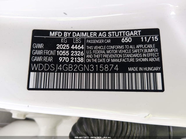 WDDSJ4GB2GN315874 Mercedes-Benz CLA 250 4MATIC