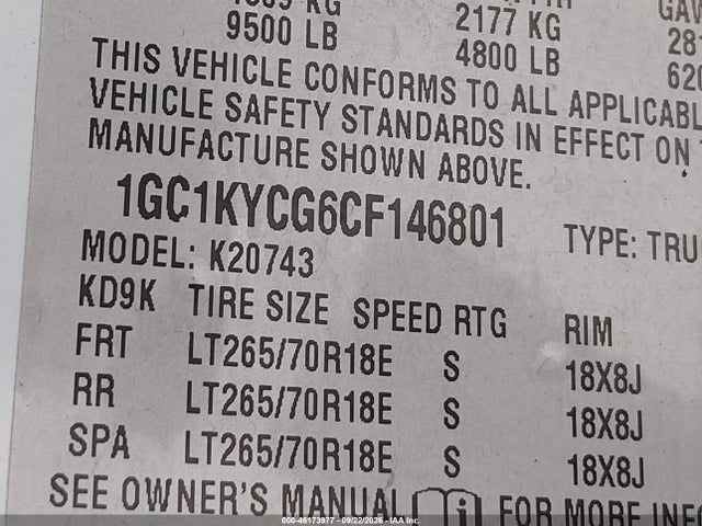 Продажа на аукционе авто 2012 Chevrolet Silverado 2500hd Ltz, vin: 1GC1KYCG6CF146801, номер лота: 46173977