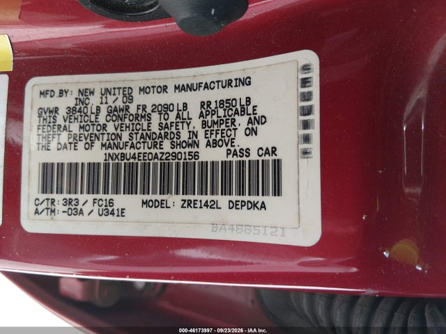 Продаж на аукціоні авто 2010 Toyota Corolla Le, vin: 1NXBU4EE0AZ290156, номер лоту: 46173997