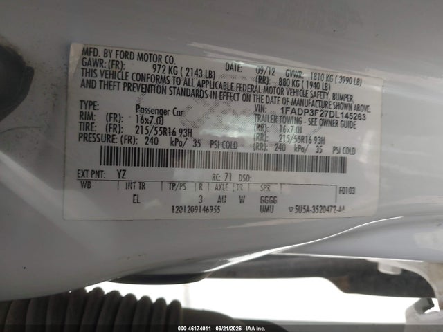 Aukcja sprzedaży 2013 Ford Focus Se, vin: 1FADP3F27DL145263, numer aukcji: 46174011