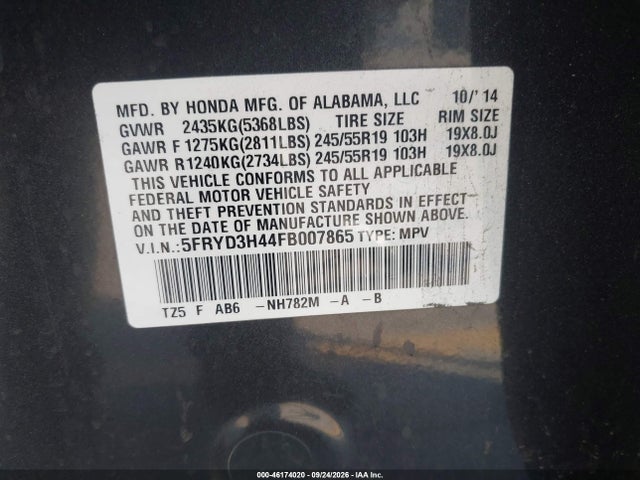 Aukcja sprzedaży 2015 Acura Mdx Technology Package, vin: 5FRYD3H44FB007865, numer aukcji: 46174020