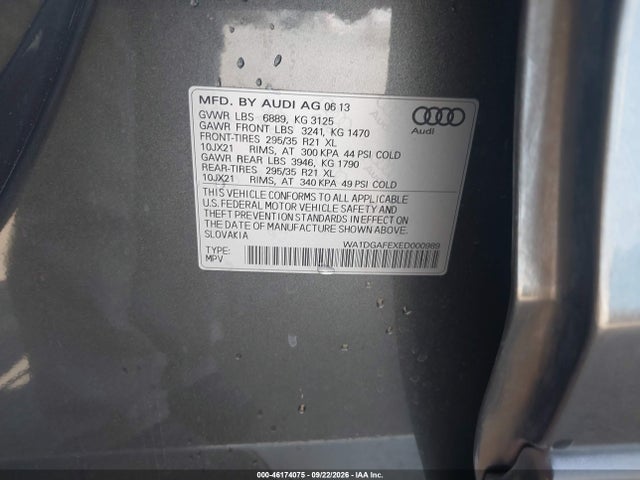 Aukcja sprzedaży 2014 Audi Q7 3.0t S Line Prestige, vin: WA1DGAFEXED000989, numer aukcji: 46174075