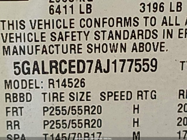 Aukcja sprzedaży 2010 Buick Enclave 2xl, vin: 5GALRCED7AJ177559, numer aukcji: 46174083