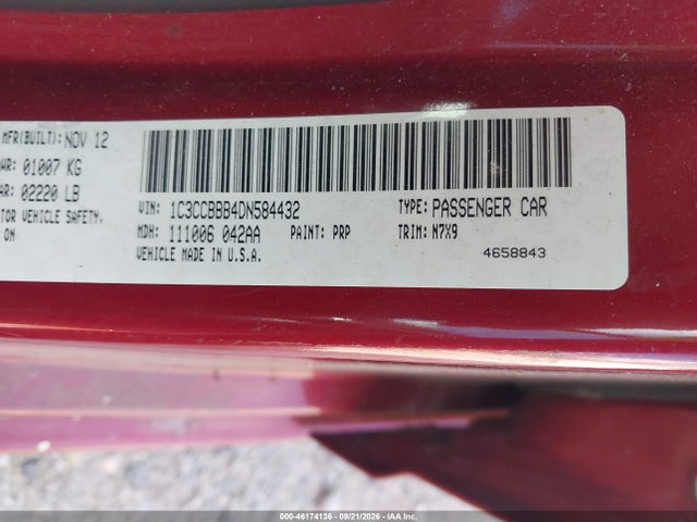 Aukcja sprzedaży 2013 Chrysler 200 Touring, vin: 1C3CCBBB4DN584432, numer aukcji: 46174136