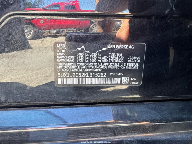 46174139 :رقم المزاد ، 5UXJU2C52KLB15262 vin ، 2019 Bmw X5 Xdrive50i مزاد بيع