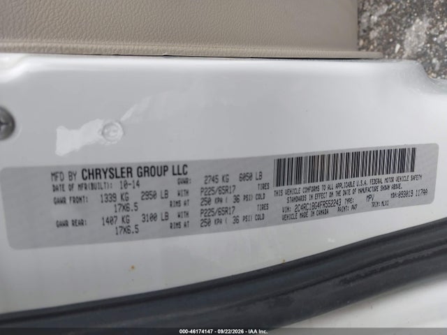Aukcja sprzedaży 2015 Chrysler Town & Country Touring, vin: 2C4RC1BG4FR552243, numer aukcji: 46174147