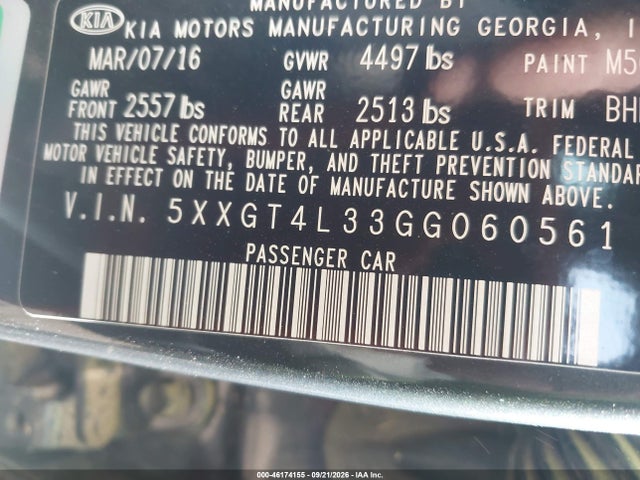 KIA Optima Lx 2016 5XXGT4L33GG060561 Image 9