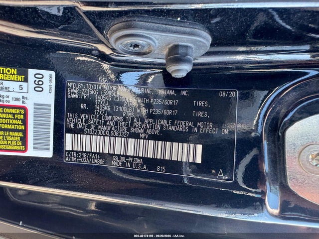 Продаж на аукціоні авто 2020 Toyota Sienna L, vin: 5TDZZ3DCXLS083327, номер лоту: 46174159