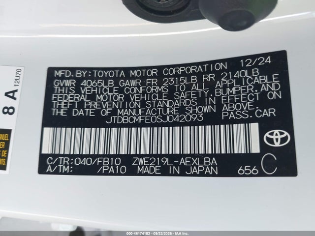 Toyota Corolla Hybrid Le 2025 JTDBCMFE0SJ042093 Image 9