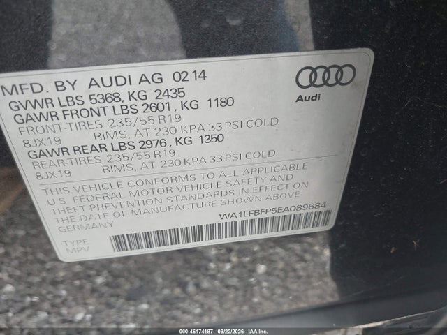 Aukcja sprzedaży 2014 Audi Q5 2.0t Premium, vin: WA1LFBFP5EA089684, numer aukcji: 46174187