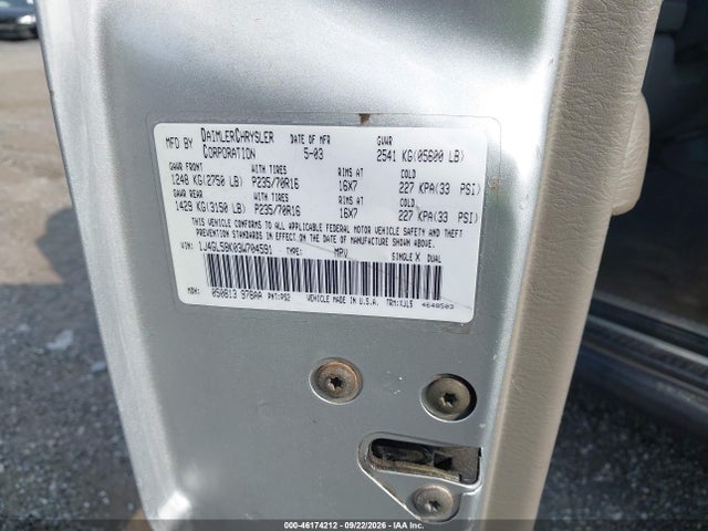 Продаж на аукціоні авто 2003 Jeep Liberty Limited Edition, vin: 1J4GL58K03W704591, номер лоту: 46174212