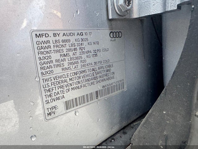 Aukcja sprzedaży 2018 Audi Q7 3.0t Premium, vin: WA1VAAF71JD019111, numer aukcji: 46174213