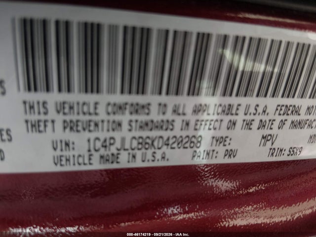 Продажа на аукционе авто 2019 Jeep Cherokee Latitude Fwd, vin: 1C4PJLCB6KD420268, номер лота: 46174219