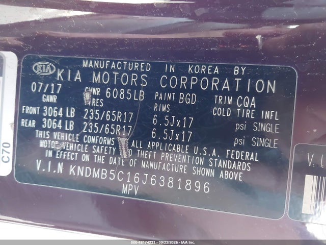 Aukcja sprzedaży 2018 Kia Sedona Lx, vin: KNDMB5C16J6381896, numer aukcji: 46174231