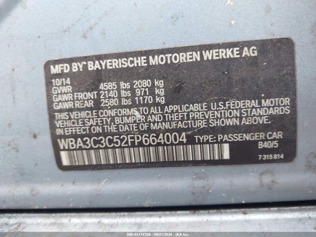 BMW 320i Xdrive 2015 WBA3C3C52FP664004 Image 9