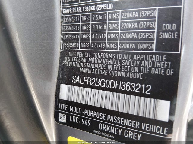 Aukcja sprzedaży 2013 Land Rover Lr2, vin: SALFR2BG0DH363212, numer aukcji: 46174336