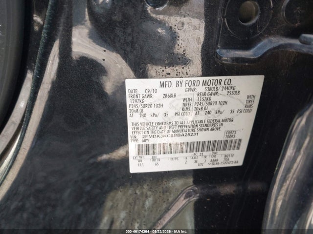 46174364 :رقم المزاد ، 2FMDK3KC8BBA25231 vin ، 2011 Ford Edge Limited مزاد بيع