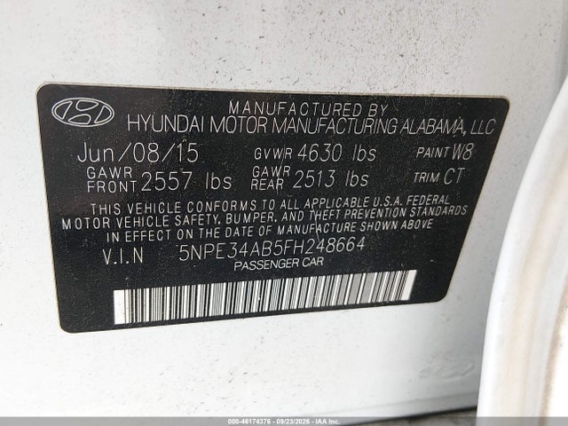 Aukcja sprzedaży 2015 Hyundai Sonata Limited 2.0t, vin: 5NPE34AB5FH248664, numer aukcji: 46174376