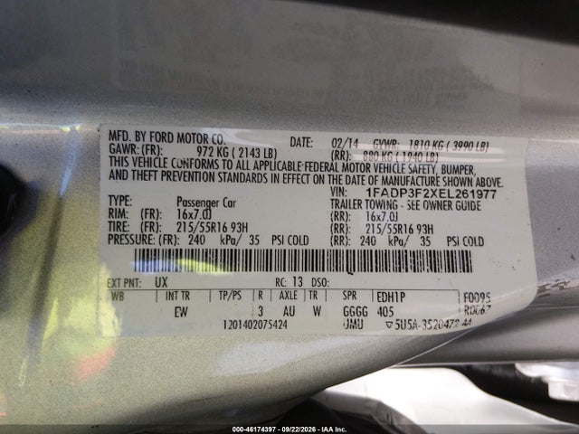 Продажа на аукционе авто 2014 Ford Focus Se, vin: 1FADP3F2XEL261977, номер лота: 46174397