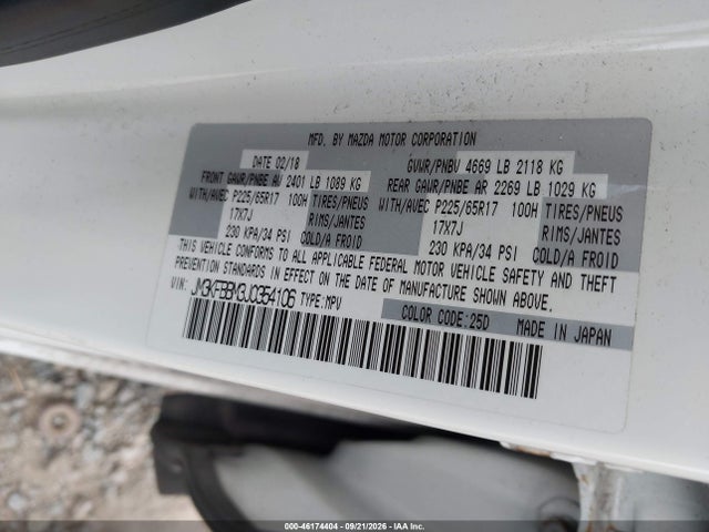 Продаж на аукціоні авто 2018 Mazda Cx-5 Sport, vin: JM3KFBBM3J0354106, номер лоту: 46174404