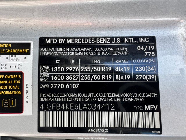 Продаж на аукціоні авто 2020 Mercedes-benz Gle 350 4matic, vin: 4JGFB4KE6LA034412, номер лоту: 46174420