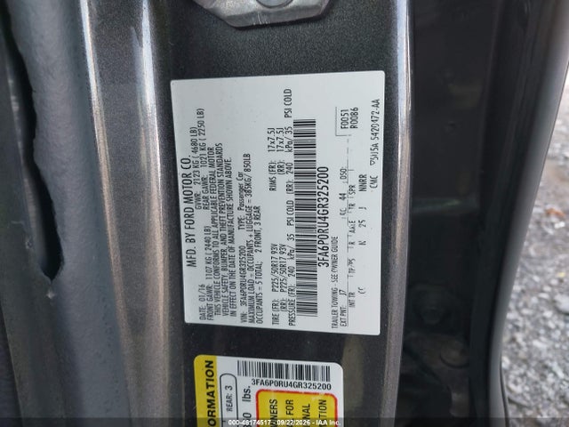46174517 :رقم المزاد ، 3FA6P0RU4GR325200 vin ، 2016 Ford Fusion Hybrid Titanium مزاد بيع