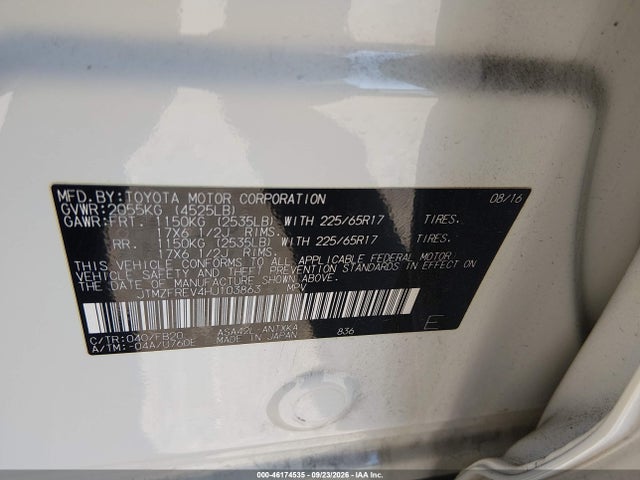 Продажа на аукционе авто 2017 Toyota Rav4 Le, vin: JTMZFREV4HJ103863, номер лота: 46174535