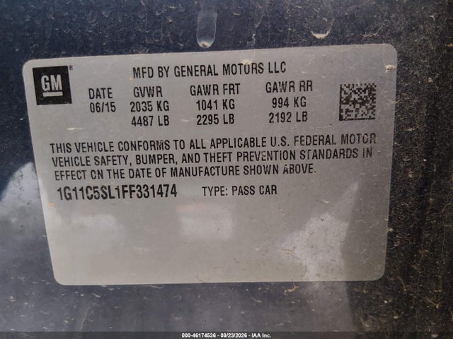 Chevrolet MALIBU 1LT 2015 1G11C5SL1FF331474 Image 9
