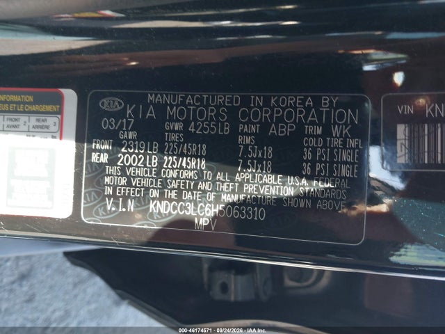 46174571 :رقم المزاد ، KNDCC3LC6H5063310 vin ، 2017 Kia Niro Ex مزاد بيع