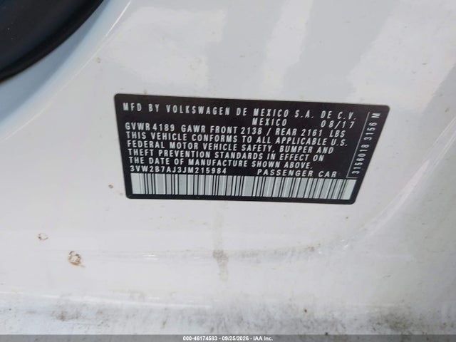 2018 Volkswagen Jetta 1.4t S მანქანა იყიდება აუქციონზე, vin: 3VW2B7AJ3JM215984, აუქციონის ნომერი: 46174583
