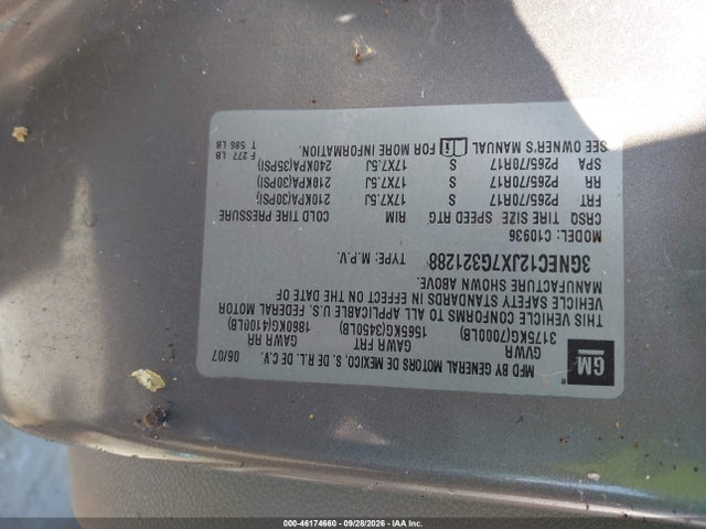 Продажа на аукционе авто 2007 Chevrolet Avalanche 1500 Lt, vin: 3GNEC12JX7G321288, номер лота: 46174660