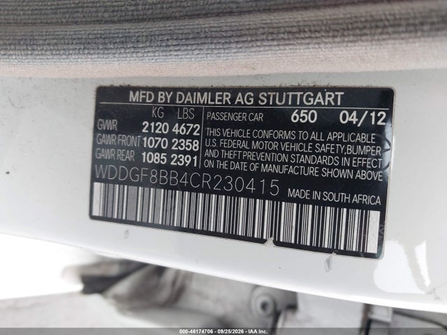 2012 Mercedes-benz C 300 Sport 4matic მანქანა იყიდება აუქციონზე, vin: WDDGF8BB4CR230415, აუქციონის ნომერი: 46174706