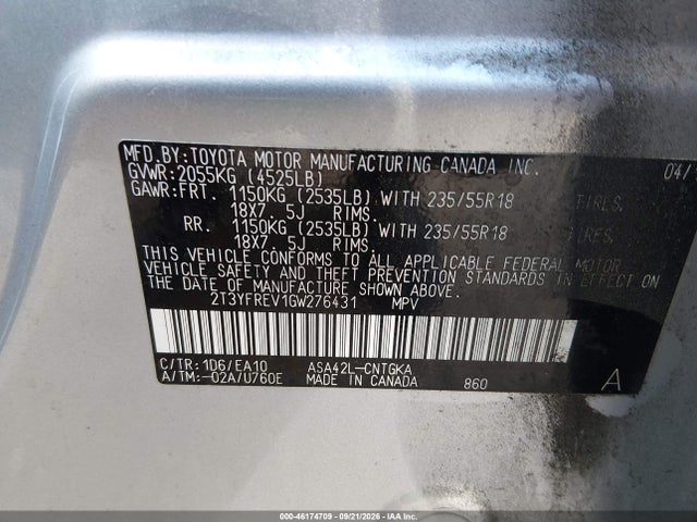 2T3YFREV1GW276431 Toyota Rav4 Limited