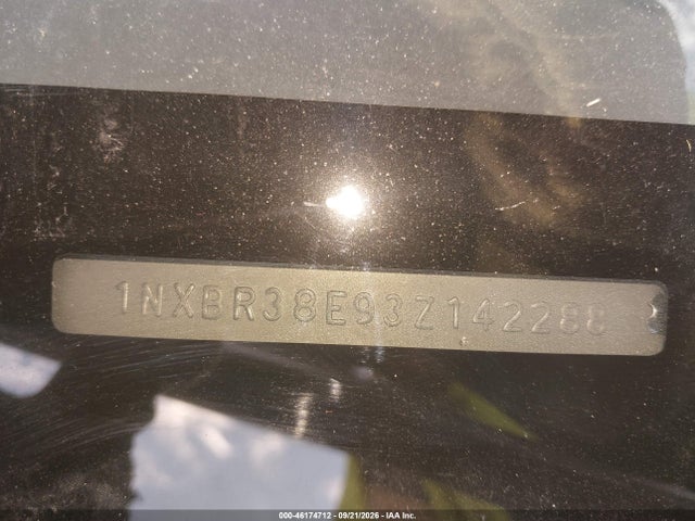 46174712 :رقم المزاد ، 1NXBR38E93Z142288 vin ، 2003 Toyota Corolla S مزاد بيع