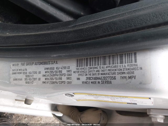 Aukcja sprzedaży 2014 Fiat 500l Easy, vin: ZFBCFABH4EZ027356, numer aukcji: 46174761