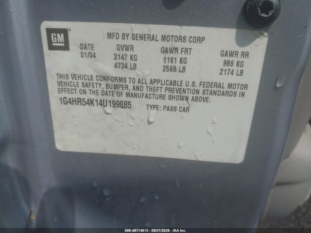 2004 Buick Lesabre Limited მანქანა იყიდება აუქციონზე, vin: 1G4HR54K14U199085, აუქციონის ნომერი: 46174813