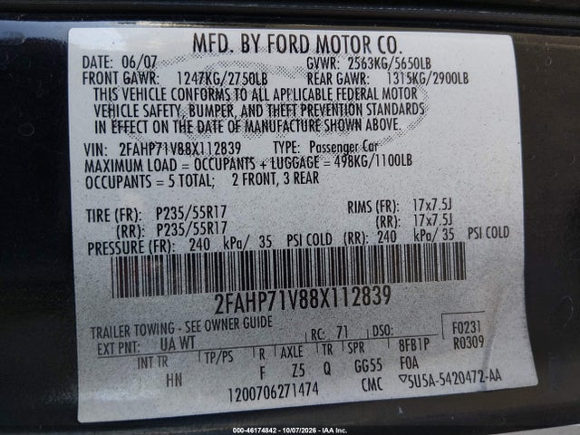 Продажа на аукционе авто 2008 Ford Crown Victoria Police/police Interceptor, vin: 2FAHP71V88X112839, номер лота: 46174842